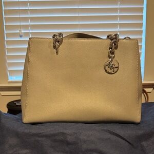 Michael Kors light gray Satchel with Silver Accents